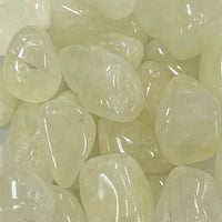 Thumbnail for Translucent white jelly beans clustered with Sulphur Quartz Tumbled #T442 for rewards