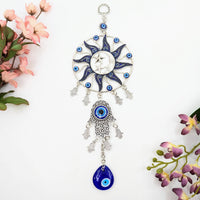 Sun & Moon Hamsa Hand and Evil Eye Wall Hanging for Protection and Spirituality