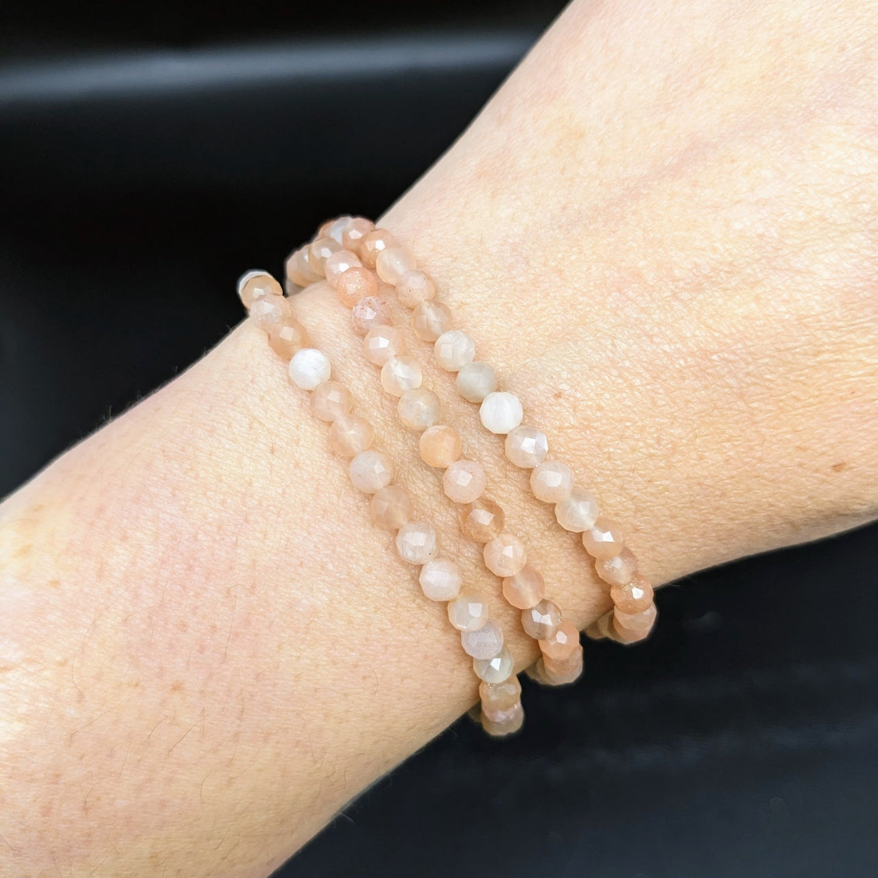 Rose Quartz Sunstone 7’ Faceted 4mm Bracelet #LV1843 for Love and Healing