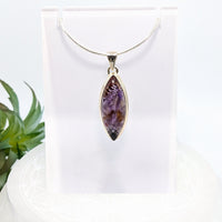 Thumbnail for Marquis pendant featuring a purple amethyst on a silver chain, Super 7 S.S. Marquis Pendant