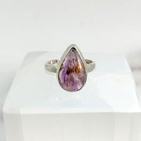 Thumbnail for A large purple stone ring with a triangular face in ’Super 7 S.S. Teardrop Ring Sz. 7 #LV1734’