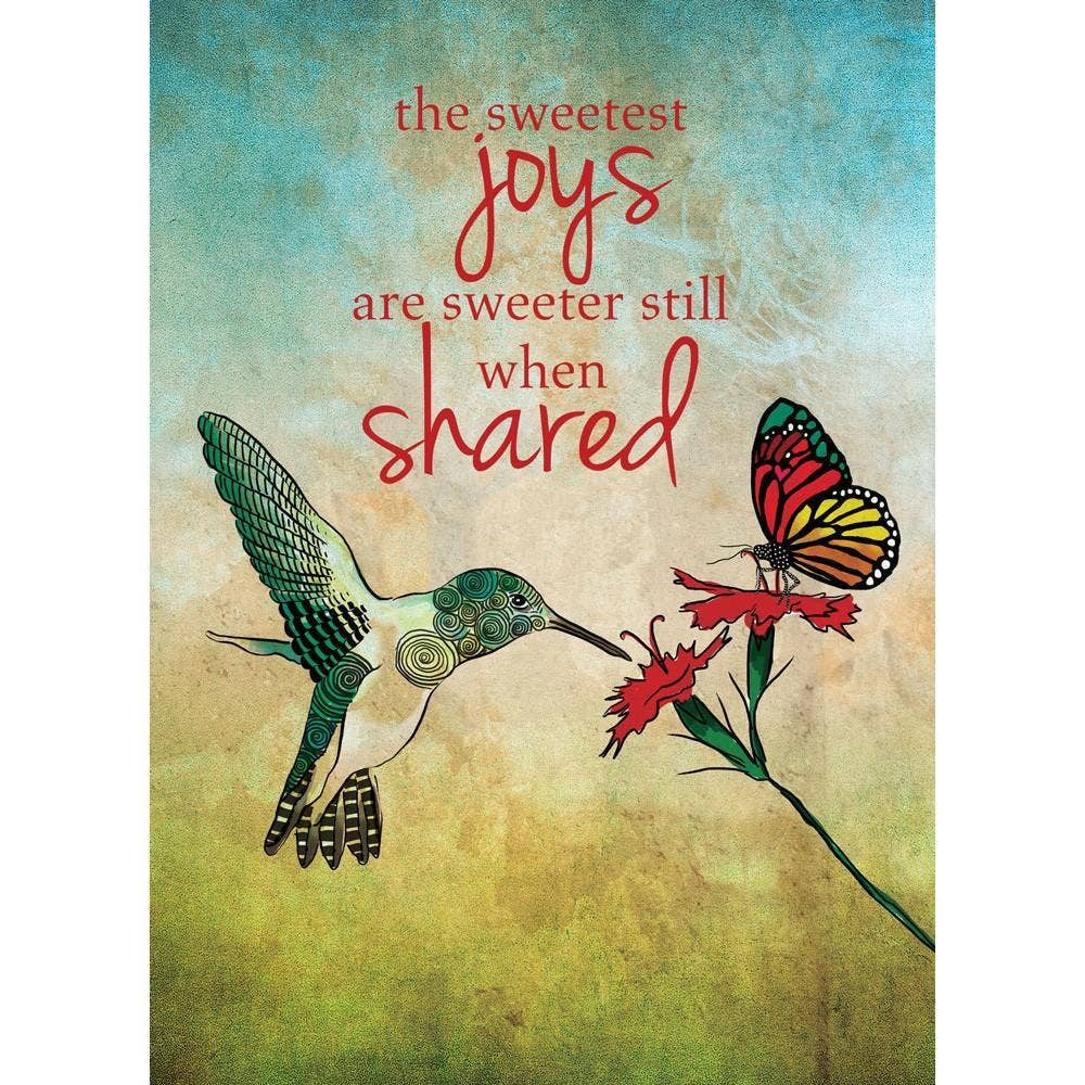 Vibrant Sweetest Joys #17689 birthday card with hummingbird and monarch butterfly