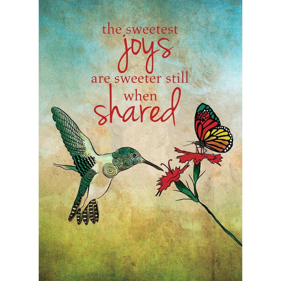 Vibrant Sweetest Joys #17689 birthday card with hummingbird and monarch butterfly