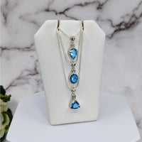 Thumbnail for Swiss Blue Topaz Faceted Sterling Silver Pendant necklace with blue topaz and silver chain