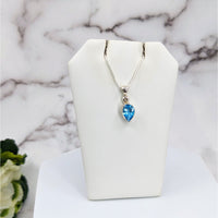 Thumbnail for Swiss Blue Topaz Faceted Sterling Silver Pendant on White Stand - #LV3326