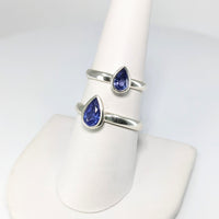 Thumbnail for Tanzanite Faceted Teardrop Ring - Blue Sapphire Rings on White Stand #SK9358