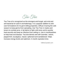 Thumbnail for Tea Tree Essential Oil Info Card showcasing anti-aging and antibacterial properties