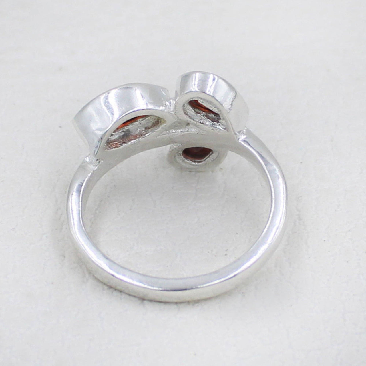 Sterling silver three-stone garnet leaf ring #BC0405