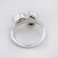 Sterling silver three-stone garnet leaf ring #BC0405