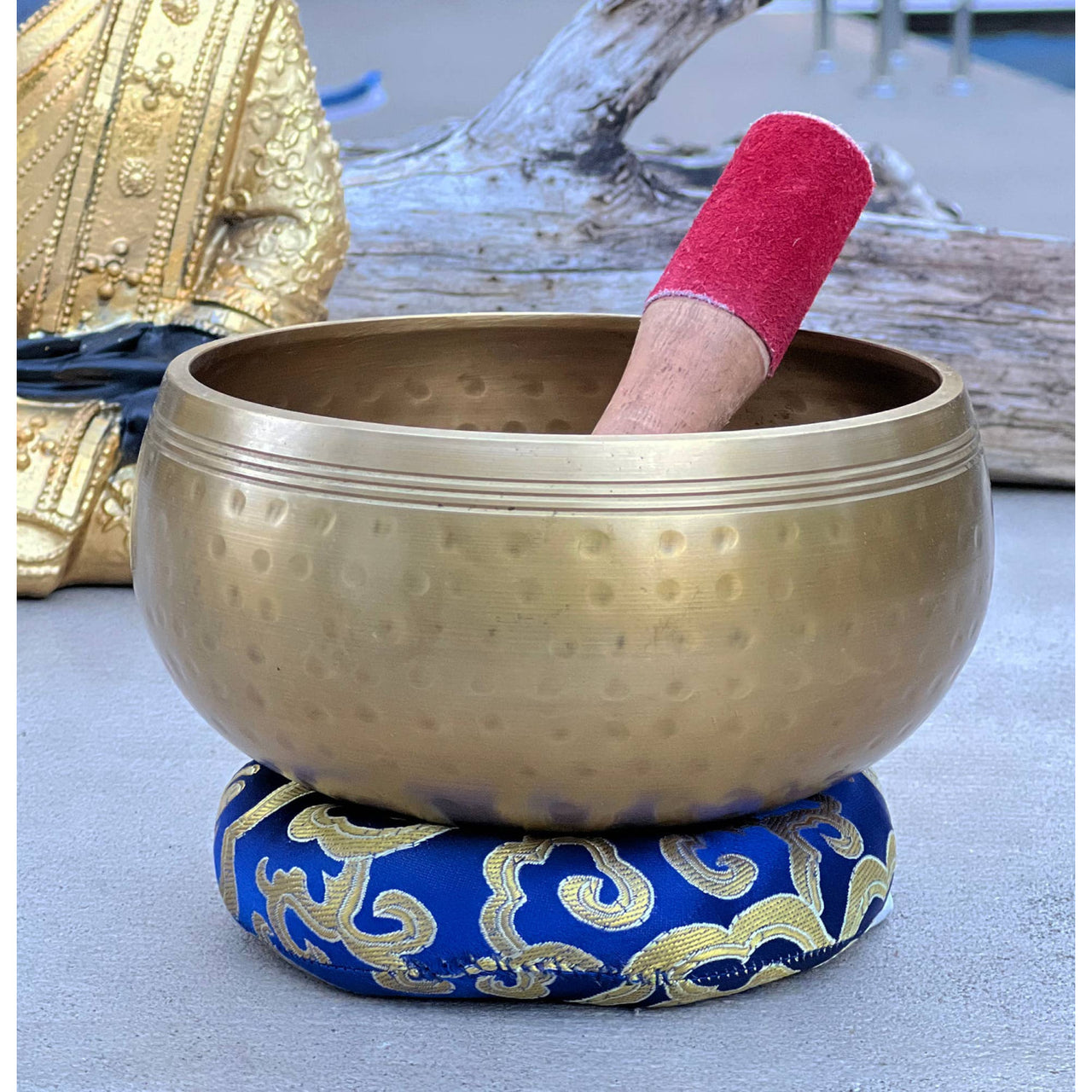 Brass singing bowl with mallet from Tibetan Brass Gong Meditation Set LV7338