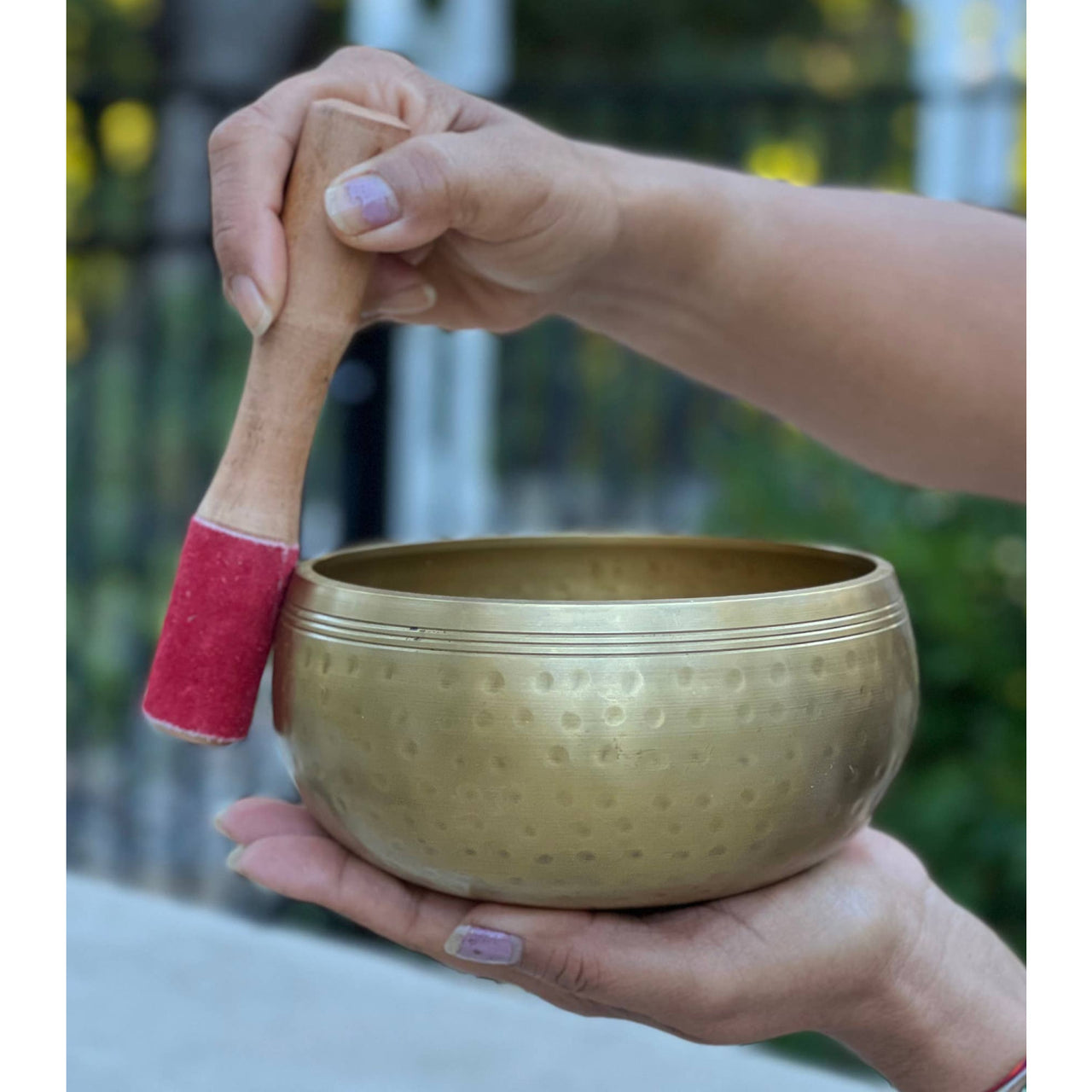Brass singing bowl with wooden mallet from Tibetan Brass Gong Meditation Set LV7338