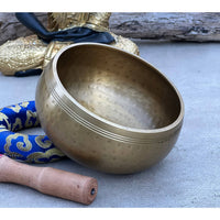 Golden Singing Bowl from Tibetan Brass Gong Meditation Singing Bowl Complete Set
