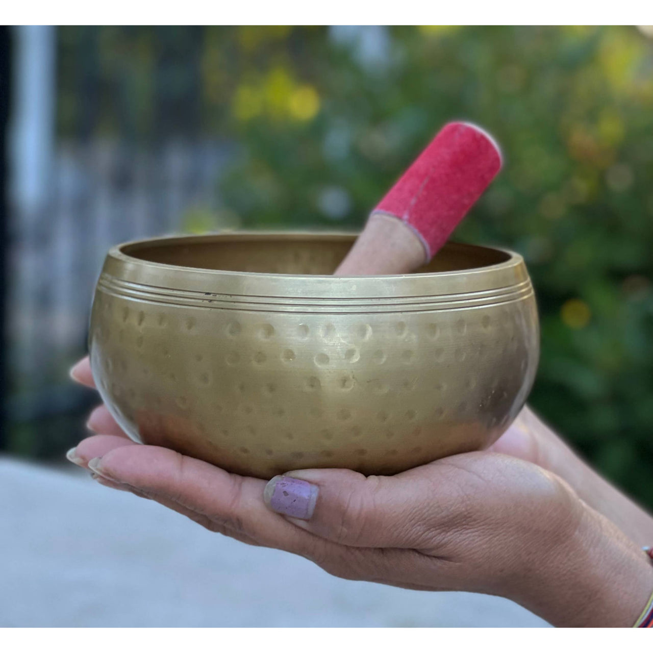 Bronze singing bowl with mallet from Tibetan Brass Gong Meditation Set LV7338