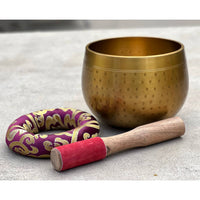 Tibetan Brass Gong Meditation Singing Bowl Complete Set for relaxation and spiritual practice