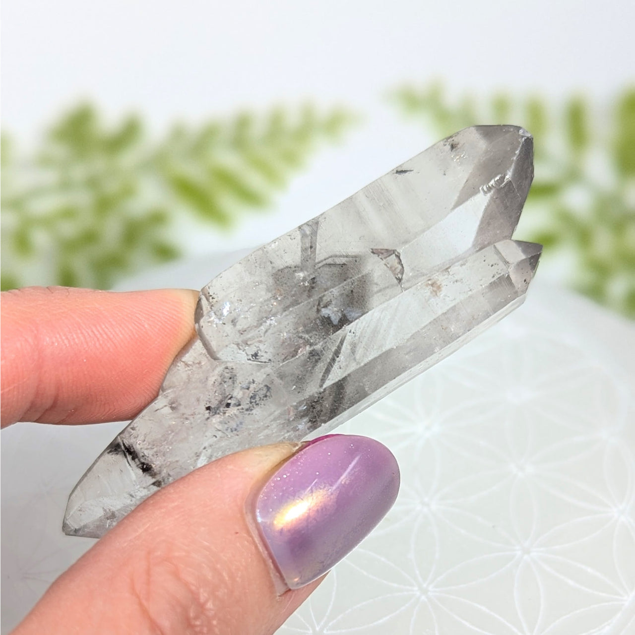 Tibetan quartz 2.6in DT twin phantom point crystal cluster #BC1056