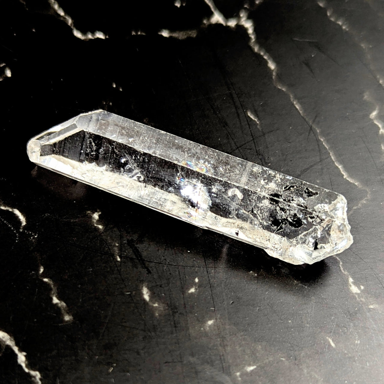 Tibetan Quartz 2.6’’ faceted point crystal with natural inclusions #BC1230