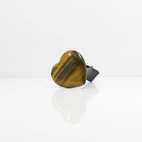 Thumbnail for Tiger Eye Stone Ring with Black Band on Tiger Eye Heart Gemstone Car Vent Clip #LV5498