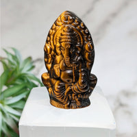 Thumbnail for Small Tiger’s Eye Ganesh statue 1.9’ Ganesh Carving #LV4039