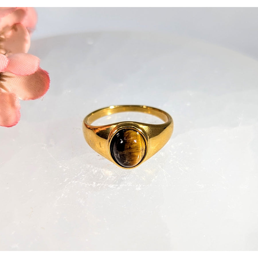 Tiger’s Eye Gold Ring Sz 12 LVM Stainless Steel #LV9860