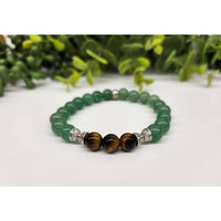 Green and brown beaded bracelet with Tiger’s Eye and Green Aventurine beads