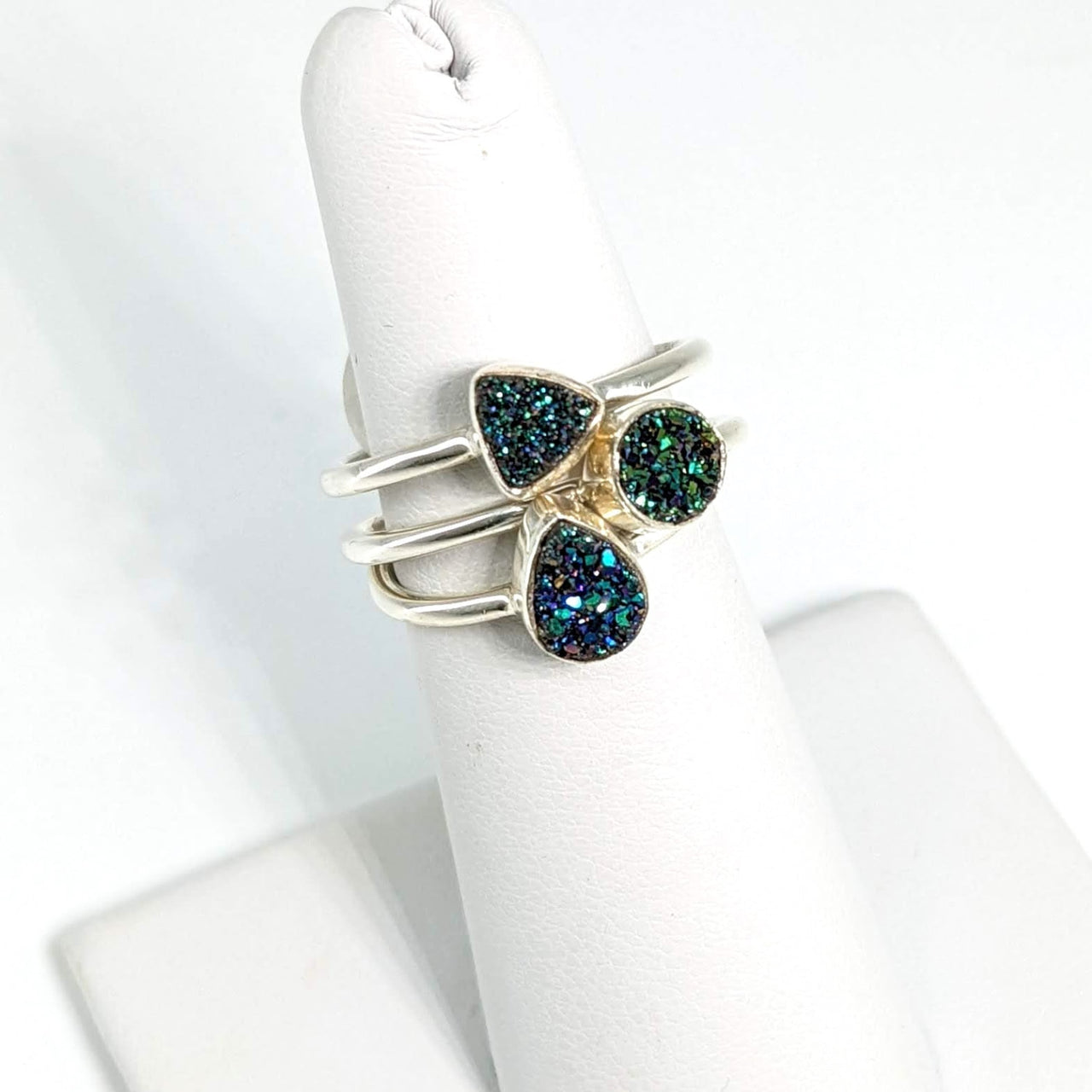 Titanium Druzy Sterling Silver Dainty Ring #J629