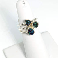 Titanium Druzy Sterling Silver Dainty Ring #J629