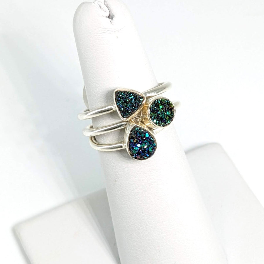 Titanium Druzy Sterling Silver Dainty Ring #J629