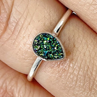 Titanium Druzy Sterling Silver Dainty Ring #J629