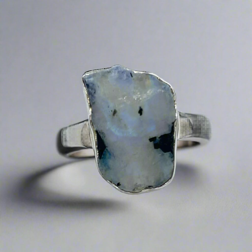 Tourmaline In Moonstone S.S. Ring #J713 10a $85