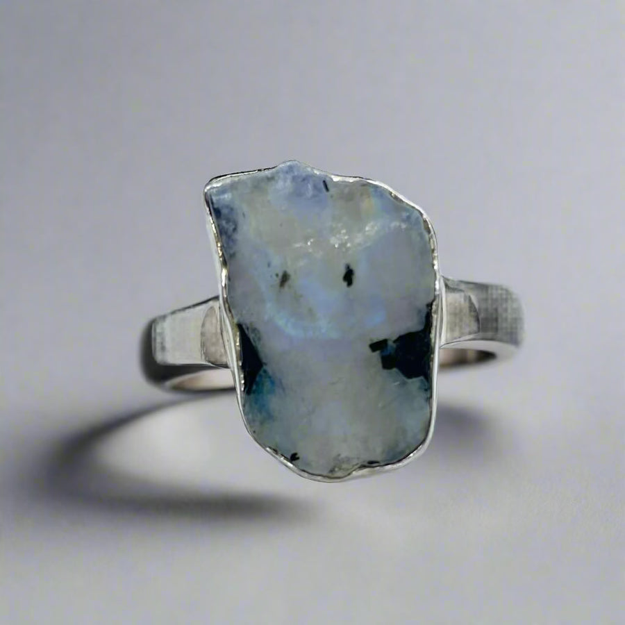 Tourmaline In Moonstone S.S. Ring #J713 10a $85