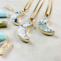 Tree Agate Crescent Moon 18’’ Gold Necklace LV9398 pendants