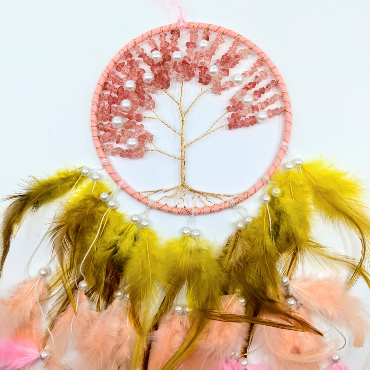 Tree of Life 6’’ Dreamcatcher w Crystals & Pearls