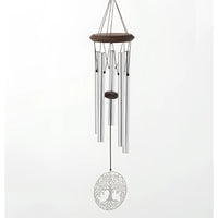 Silver Tree of Life Wind Chime with Wooden Accents by Woodstock
