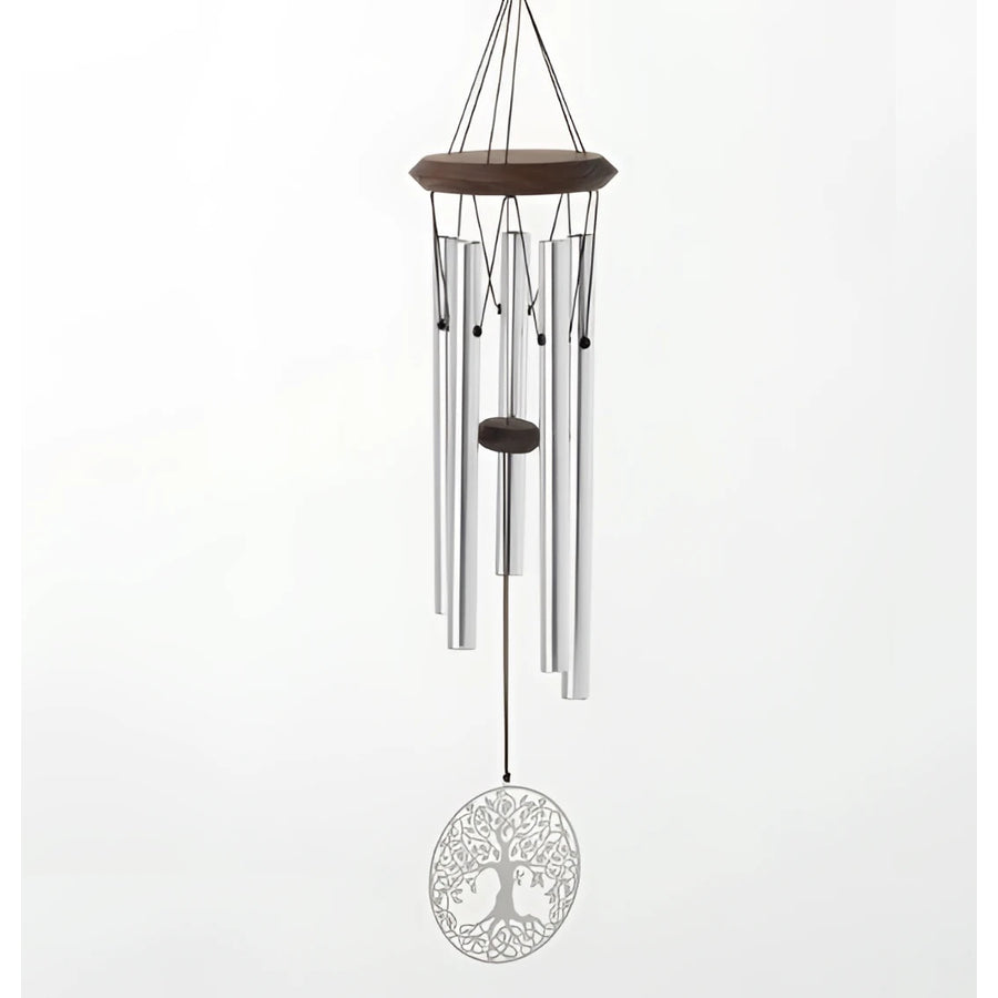 Silver Tree of Life Wind Chime with Wooden Accents by Woodstock