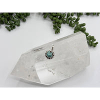 Turquoise gemstone pendant in sterling silver 925 with clear quartz and green stone accents LV9541