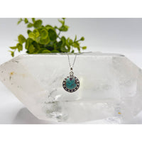 Silver turquoise floral pendant necklace in sterling silver 925 LV9541