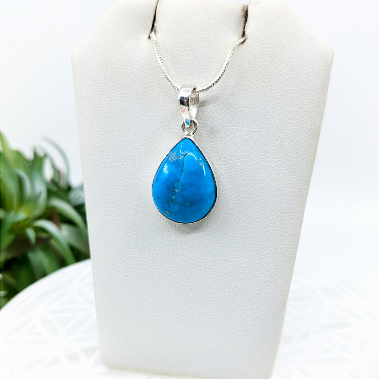 Turquoise.76’’ S.S. Teardrop Pendant #LV5947 - $59.25