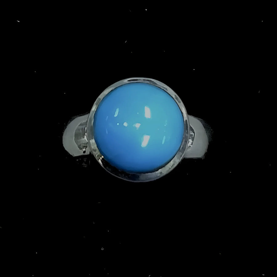Turquoise Ring Sleep with Blue Stone Center, Beauty Size 5.5 (6g), Product #SK3020