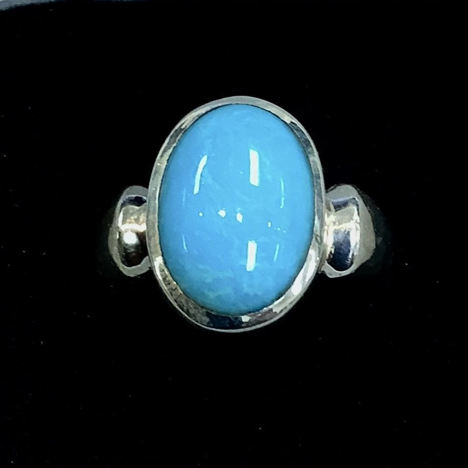 Turquoise Ring Sleep with Blue Stone Center (5g, Size 7) #SK3027