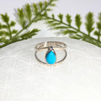 Turquoise sz 6.75 teardrop split band silver ring #BC1074