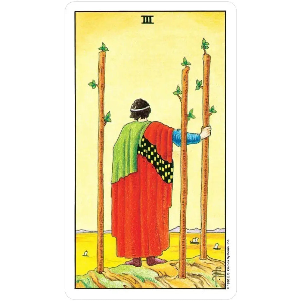 Man holding a tree on Universal Waite Tarot card from Universal Waite® Tarot Deck #Q372