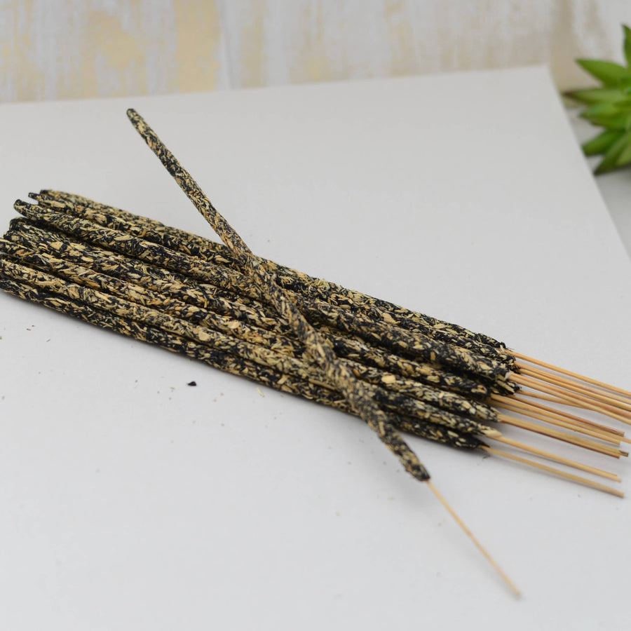Bundle of Vanilla Smudge Incense Sticks in plastic pouch for aromatic relaxation