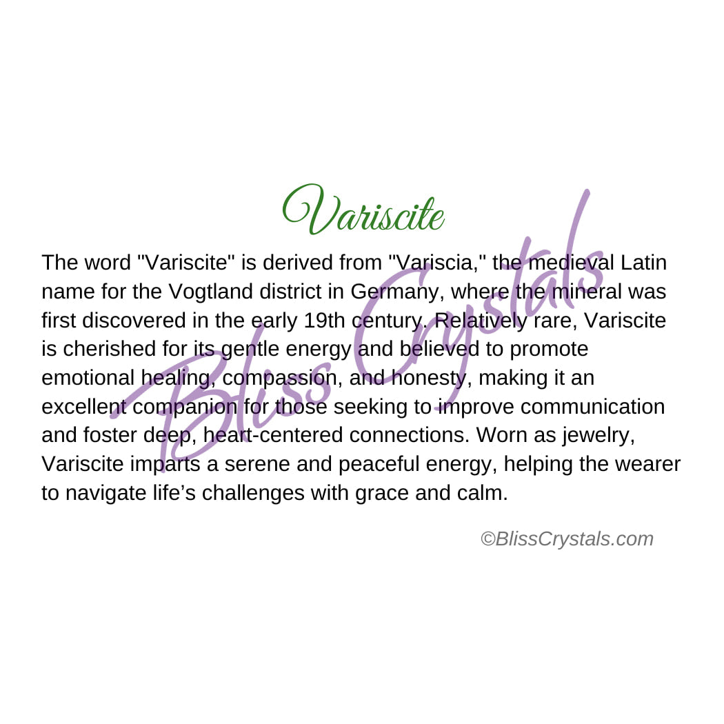 Variscite Crystal Information Card Double sided #HC192 $1.25