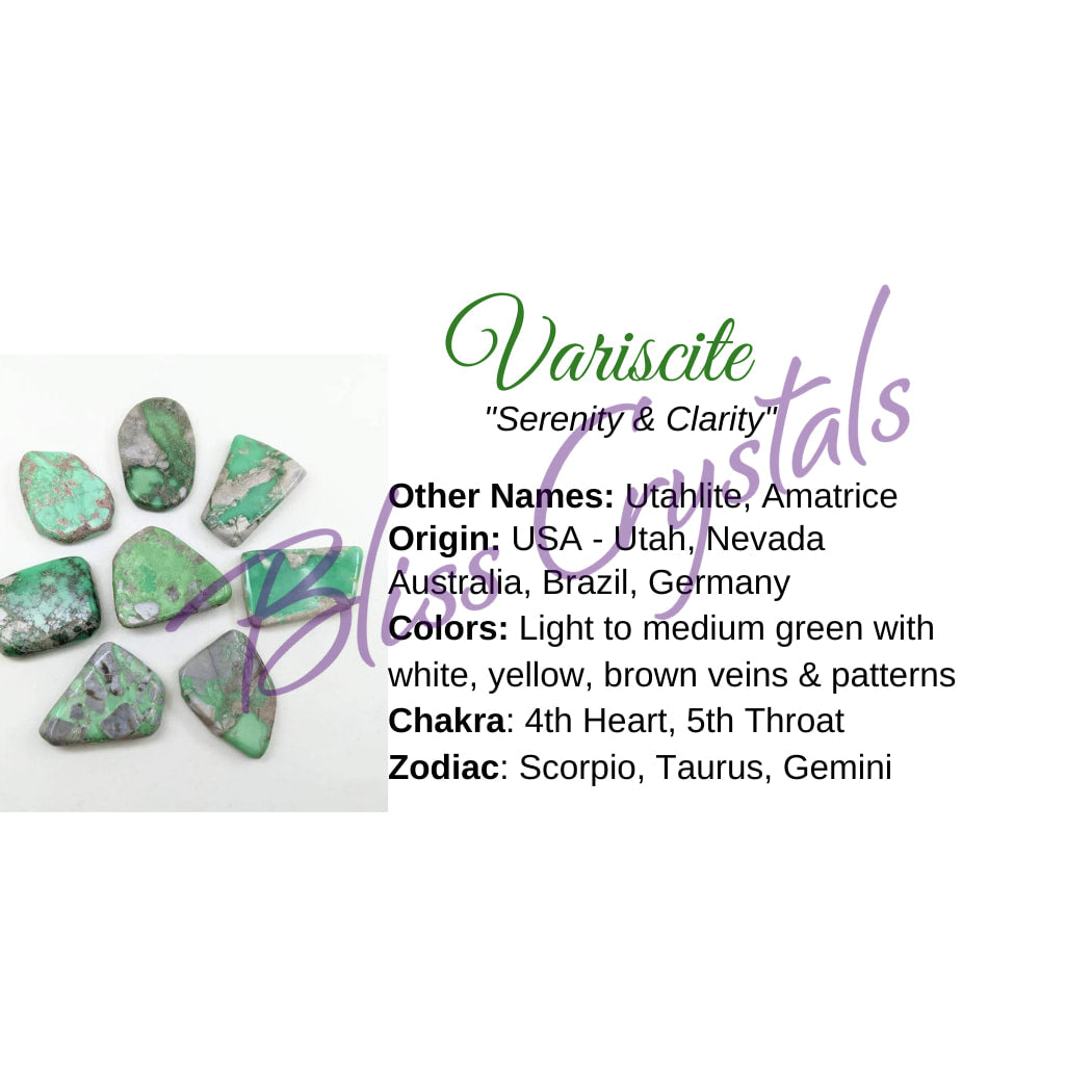 Variscite Crystal Information Card Double sided #HC192 $1.25