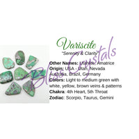 Variscite Crystal Information Card Double sided #HC192 $1.25