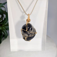 Vatican Stone 1.2’’ Wire Wrap Pendant #LV9046 - $25