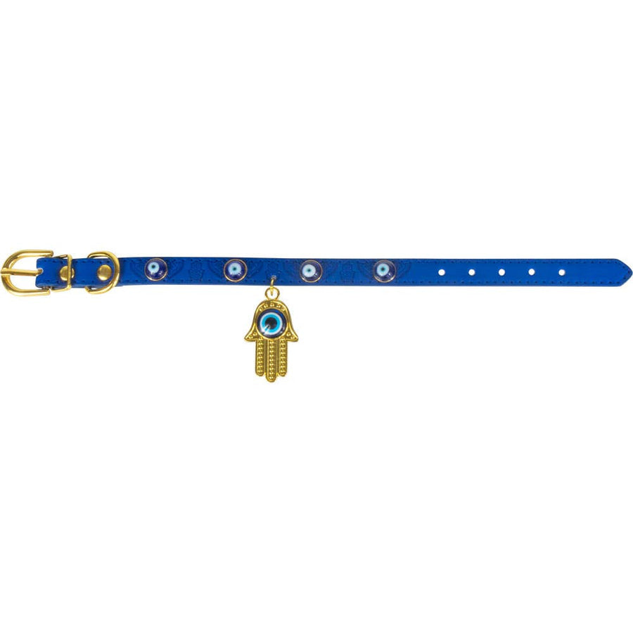 Vegan Leather Cat/Dog Collar Evil Eye w/ Fatima Hand #11003