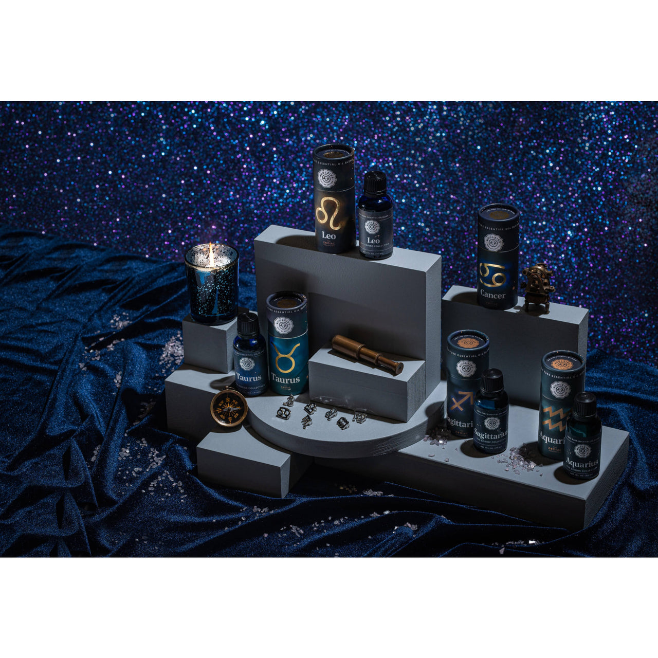 Black and silver zodiac incense set with Virgo essential oil blend LV9972
