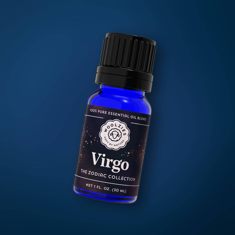 Virgo Zodiac Essential Oil Blend in 1oz blue glass bottle #LV9972