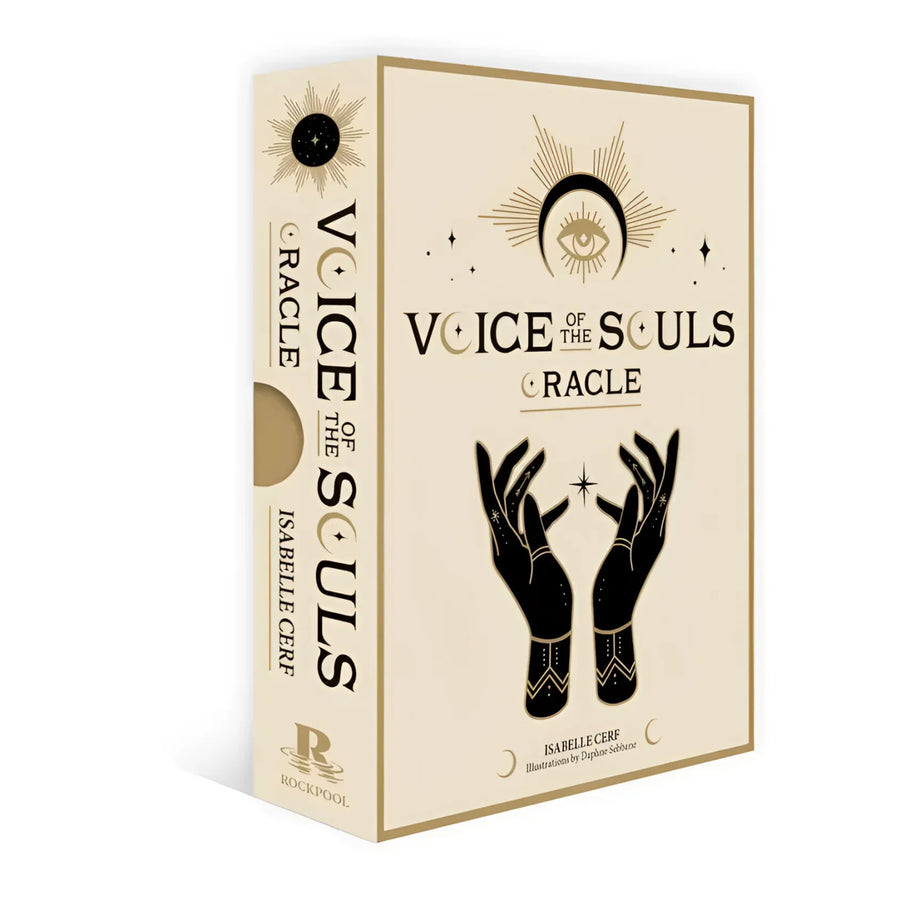 Book cover for ’Voice of the Souls Oracle Deck’ by Isabelle Cerf, featuring spirit guides